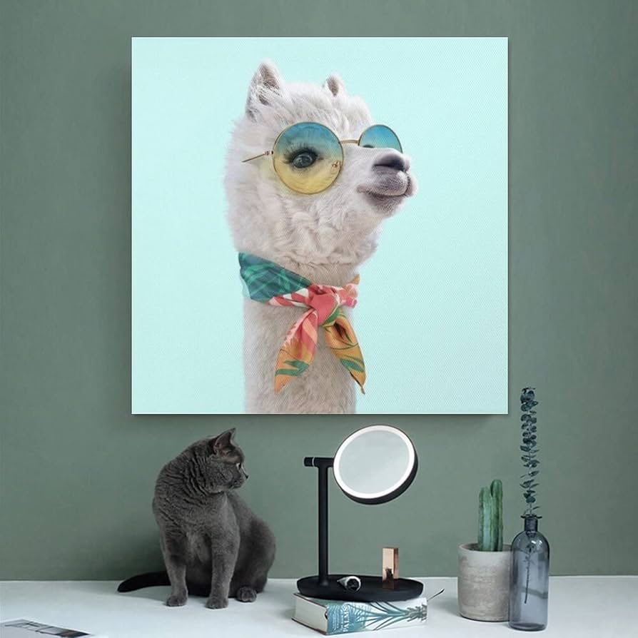 Amazon.co.jp: 絵画 サングラスをかけたアルパカインテリア 絵画